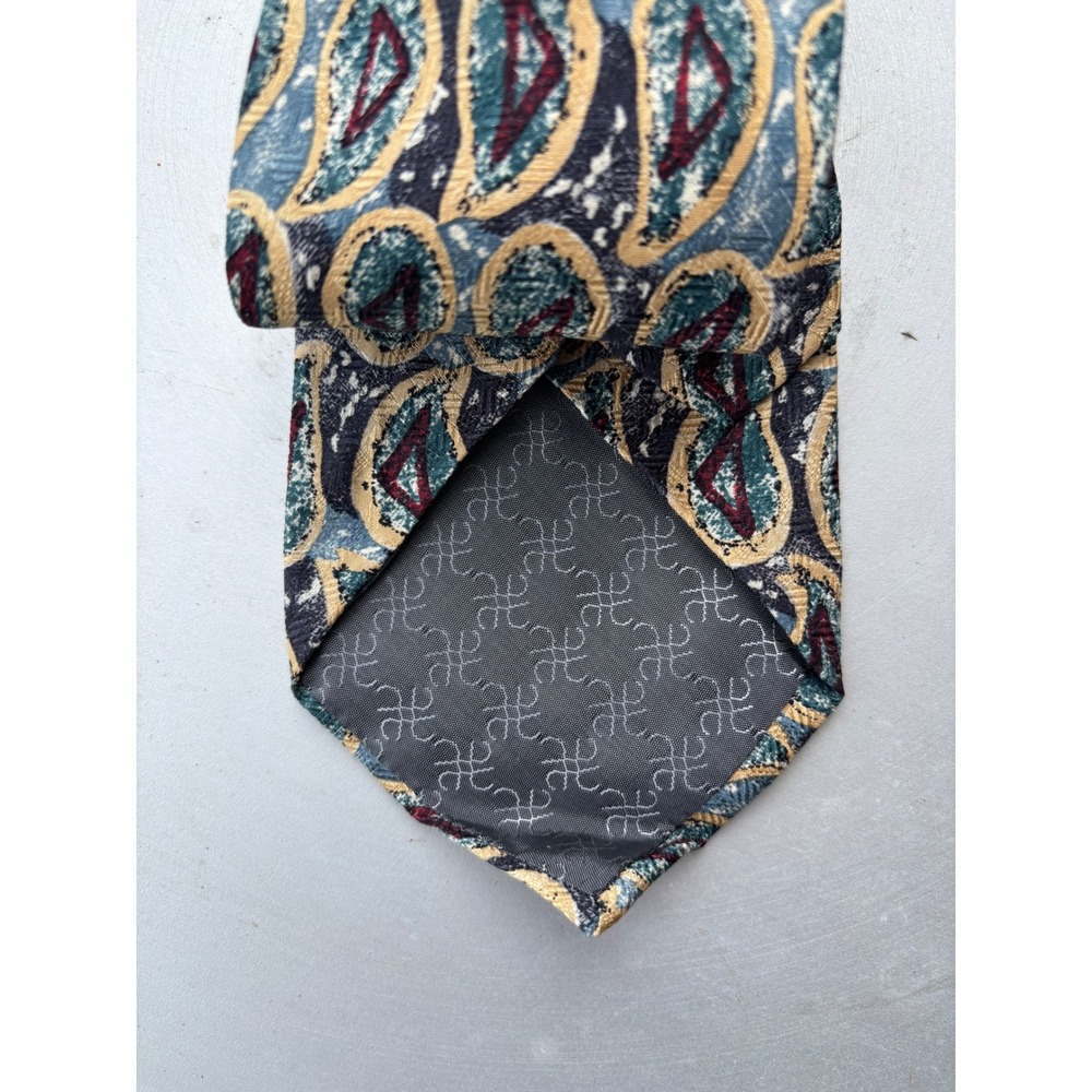Tino Cosma Mens Silk Tie Blue Paisley Abstract Made in Italy Levy's Nashville - Picture 3 of 9